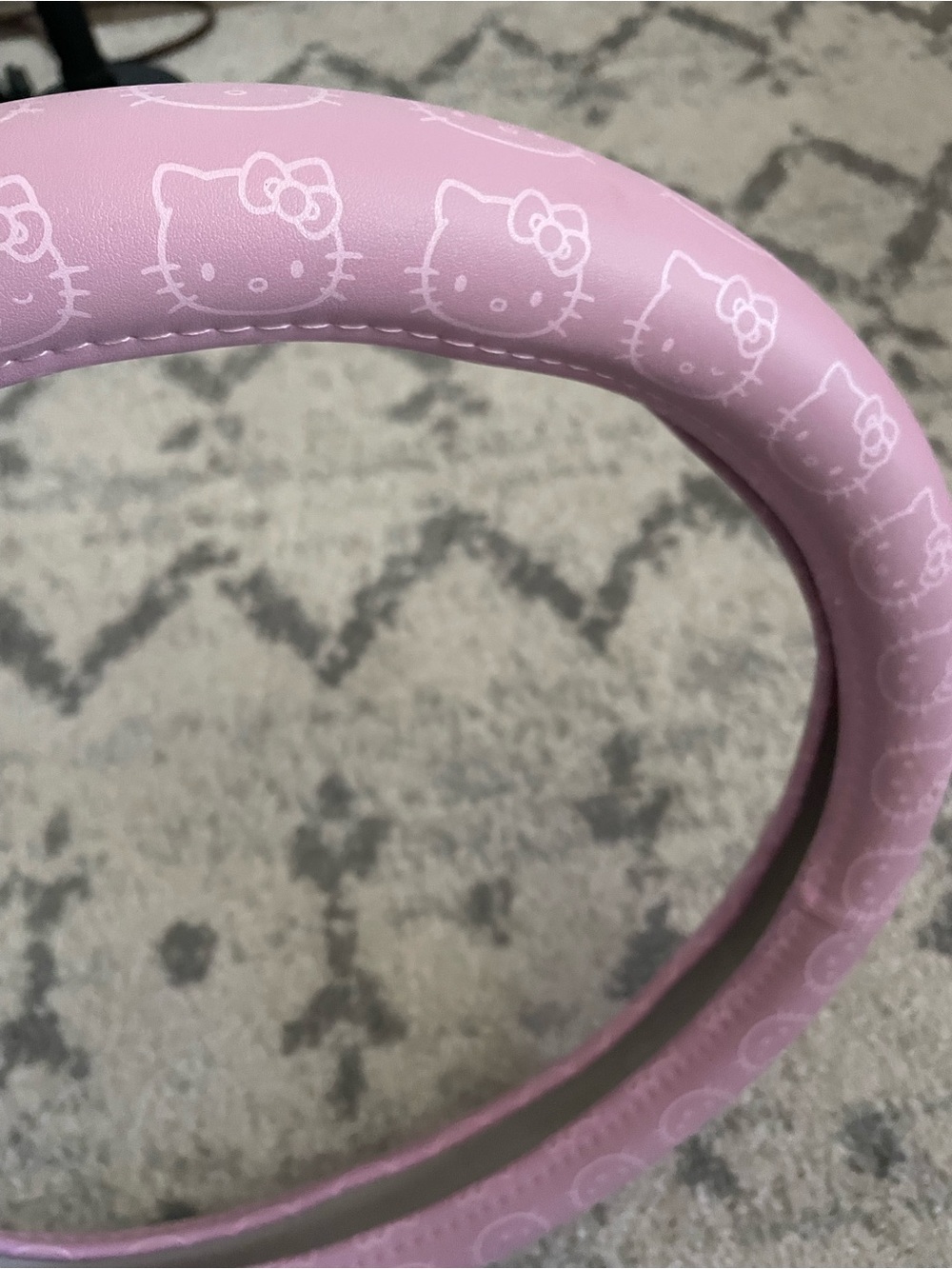 Hello Kitty Light Pink Steering Wheel Cover with Character Pattern